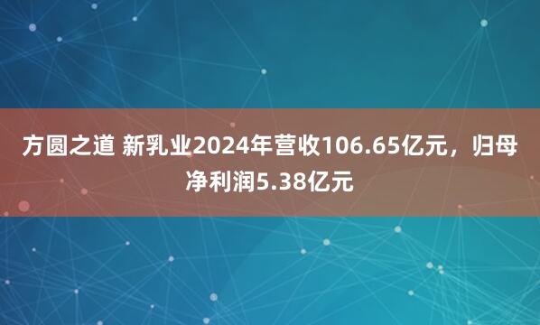 方圆之道 新乳业2024年营收106.65亿元，归母净利润5.38亿元