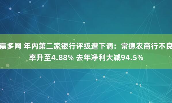嘉多网 年内第二家银行评级遭下调：常德农商行不良率升至4.88% 去年净利大减94.5%